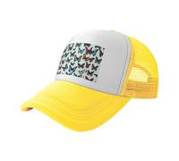 DIEzig Cappelli da camionista casual stampati con farfalla e violoncello, cappellini da baseball con retro in rete, copricapo regolabile per viaggi nel fine settimana, Giallo, Taglia unica