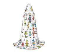 DIEzig Carino Cartoon Robot Stage Performance Mantello Con Cappuccio Per Adolescenti Gothic Fantasy Medievale Cosplay Costume Lungo Mantello