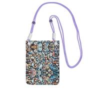 DIEzig Cassa del telefono di Crossbody di stampa del modello di pietra per la borsa a tracolla del raccoglitore dell'adulto con la tracolla staccabile, Viola, Taglia unica