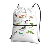 DIEzig Diversi tipi di zaino con cinghia regolabile con stampa lucertola, borsa pieghevole con coulisse con cerniera per l'avventura del fine settimana
