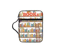 DIEzig Divertente borsa organizer per libri con stampa a scala e libreria, con tasche multiple, versatile, per libri, tablet e penne