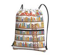 DIEzig Divertente collezione di scaffali per libri e scale con tracolla regolabile, borsa pieghevole con coulisse con cerniera per avventure nel fine settimana