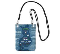 DIEzig Finlandia Map With Various Feat Printing Crossbody Phone Case For Adult Wallet Crossbody Borsa a tracolla con tracolla staccabile, Nero , Taglia unica