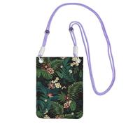 DIEzig Foglia di palma Stampa Floreale Crossbody Cassa Del Telefono Per Adulto Portafoglio Crossbody Borsa A Tracolla Con Tracolla, Viola, Taglia unica