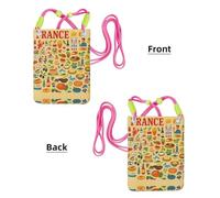 DIEzig Francia Cultura Alimentare Stampa Arte Stampa Crossbody Cassa Del Telefono Per Adulto Portafoglio Crossbody Borsa A Tracolla Con Tracolla Staccabile, Fucsia, Taglia unica
