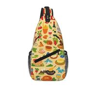 DIEzig Francia Cultura Alimentare Stampa artistica Borsa a tracolla Diagonalmente Borsa a tracolla per uomo donna Borsa a tracolla Viaggio Escursionismo Daypack, Nero , Taglia unica