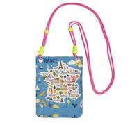 DIEzig Francia Mappa Con Icone Decorat Stampa Crossbody Cassa Del Telefono Per Adulto Portafoglio Crossbody Borsa A Tracolla Con Tracolla Staccabile, Fucsia, Taglia unica
