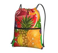 DIEzig Fresh Fruits - Zaino con tracolla regolabile, stampa ananas, borsa pieghevole con chiusura a cerniera, per avventure nel fine settimana