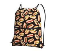 DIEzig Fun Food Hot Dog stampa zaino tracolla regolabile, borsa pieghevole con coulisse con cerniera per weekend avventura