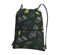 DIEzig Graffiti Skateboard Stampa Tracolla Regolabile Zaino Pieghevole Coulisse Borsa con Cerniera per Weekend Adventure