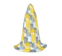 DIEzig Grigio E Giallo Arte Astratta Pittura Stage Performance Cappuccio Mantello Per Adolescenti Gothic Fantasy Medievale Cosplay Costume Lungo Mantello