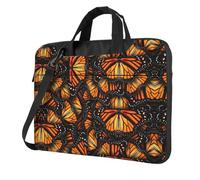 DIEzig Heaps Of Orange Monarch Butterflies Print Borsa per computer portatile in tessuto Oxford a tracolla in tessuto morbido confortevole custodia imbottita per uso quotidiano, Nero , 13 inch