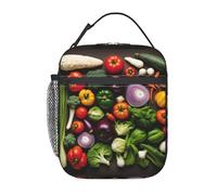 DIEzig Introduzione di varie verdure stampa borsa termica portatile, borsa termica per il pranzo, borsa termica per il pranzo per il trasporto di stoccaggio dei pasti