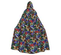 DIEzig Mantello con cappuccio a figura intera del mantello di Halloween della farfalla di colore disegnato a mano del mantello con il legame per il cosplay
