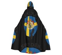 DIEzig Mantello con cappuccio con stampa della bandiera della Svezia, per adulti, per feste di carnevale, Halloween, ideale per eventi teatrali cosplay