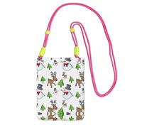 DIEzig Merry Christmas Happy Printing Crossbody Custodia per telefono per adulti Portafoglio Crossbody Borsa a tracolla con tracolla staccabile, Fucsia, Taglia unica