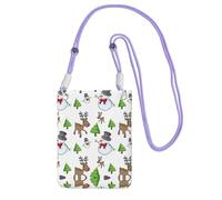 DIEzig Merry Christmas Happy Printing Crossbody Custodia per telefono per adulti Portafoglio Crossbody Borsa a tracolla con tracolla staccabile, Viola, Taglia unica