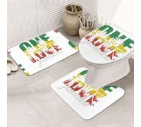 DIEzig One Love Jamai - Set di tappeti da bagno in flanella antiscivolo, per bagno e suite degli ospiti, include tre forme
