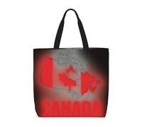 DIEzig Outline Of Canada, confezione da 1 borsa di tela economica da 40 x 49 cm, leggera, grande, per la spesa, Nero , Taglia unica