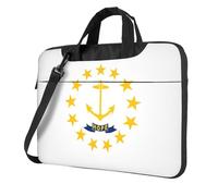 DIEzig Rhode Island State Flag Print Borsa per computer portatile Oxford panno spalla Tote morbido tessuto confortevole custodia imbottita per uso quotidiano, Nero , 15.6 inch