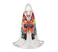 DIEzig Ricamo Farfalla Colorata Performance Del Palco Con Cappuccio Mantello Per Adolescenti Gothic Fantasy Medievale Cosplay Costume Lungo Mantello