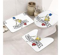 DIEzig Set di tappeti da bagno con stampa di mappe delle Filippine, in flanella, antiscivolo, per bagno e suite degli ospiti, include tre forme
