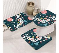 DIEzig Set di tappeti da bagno con stampa di simboli culturali del Giappone, in flanella, antiscivolo, per bagno e suite degli ospiti, include tre forme
