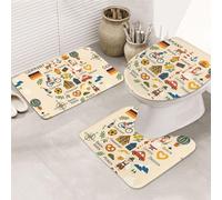DIEzig Set di tappeti da bagno in flanella antiscivolo con stampa Illu con simboli culturali della Germania, per bagno e suite degli ospiti, include tre forme