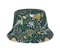 DIEzig Simpatico berretto da pescatore stampato con dinosauro per donne e uomini, cappelli da pesca alla moda per familiari o amici, nero