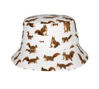 DIEzig Simpatico berretto da pescatore stampato con scoiattolo per donne e uomini, cappelli da pesca alla moda per familiari o amici, nero