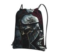 DIEzig Spartan Warrior, zaino con stampa casco regolabile, borsa pieghevole con coulisse con cerniera per avventure nel fine settimana