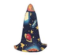 DIEzig Starry Sky Universo Space Stage Performance Capo con cappuccio per adolescenti Gothic Fantasy Medievale Cosplay Costume Lungo Mantello