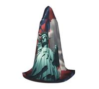 DIEzig Statua della Libertà Bandiera Stage Performance Mantello con Cappuccio Per Adolescenti Gothic Fantasy Medievale Cosplay Costume Lungo Mantello