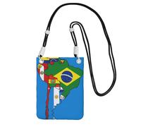 DIEzig Sud America Bandiere Mappa Desig Stampa Crossbody Cassa Del Telefono Per Adulto Portafoglio Crossbody Borsa A Tracolla Con Tracolla Staccabile, Nero , Taglia unica