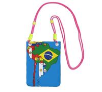 DIEzig Sud America Bandiere Mappa Desig Stampa Crossbody Cassa Del Telefono Per Adulto Portafoglio Crossbody Borsa A Tracolla Con Tracolla Staccabile, Fucsia, Taglia unica