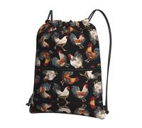 DIEzig Zaino con stampa di galli francesi, tracolla regolabile, borsa pieghevole con coulisse con cerniera per avventure nel fine settimana