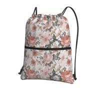 DIEzig Zaino con stampa Torre Eiffel con fiore Parigi, tracolla regolabile, borsa pieghevole con coulisse con cerniera per avventure nel fine settimana