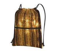DIEzig Zaino con tracolla regolabile con paillettes dorate, borsa pieghevole con coulisse con cerniera per avventure nel fine settimana