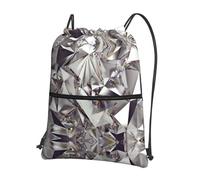 DIEzig Zaino con tracolla regolabile con stampa a diamante, borsa pieghevole con coulisse con cerniera per avventure nel fine settimana