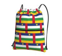 DIEzig Zaino con tracolla regolabile con stampa bandiera dell'Africa centrale, borsa pieghevole con coulisse con cerniera per avventure nel fine settimana