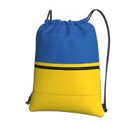 DIEzig Zaino con tracolla regolabile con stampa bandiera dell'Ucraina, borsa pieghevole con coulisse con cerniera per avventure nel fine settimana
