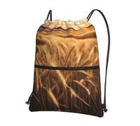 DIEzig Zaino con tracolla regolabile con stampa campo di grano, borsa pieghevole con coulisse con cerniera per avventure di fine settimana