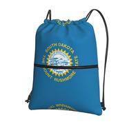 DIEzig Zaino con tracolla regolabile con stampa della bandiera del Sud Dakota, borsa pieghevole con coulisse con cerniera per avventure nel fine settimana