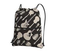 DIEzig Zaino con tracolla regolabile con stampa di chitarra, borsa pieghevole con coulisse con cerniera per avventure nel fine settimana