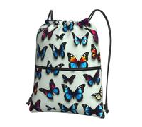 DIEzig Zaino con tracolla regolabile con stampa di farfalle e violoncello, borsa pieghevole con coulisse con cerniera per avventure nel fine settimana