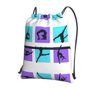 DIEzig Zaino con tracolla regolabile con stampa di ginnastica, borsa pieghevole con coulisse con cerniera per avventure nel fine settimana