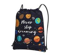 DIEzig Zaino con tracolla regolabile con stampa di pianeti, borsa pieghevole con coulisse con cerniera per avventure nel fine settimana