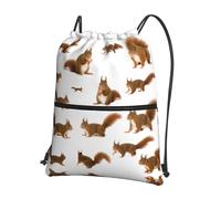 DIEzig Zaino con tracolla regolabile con stampa di scoiattolo, borsa pieghevole con coulisse con cerniera per avventure nel fine settimana