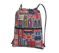 DIEzig Zaino con tracolla regolabile con stampa di simboli dell'Inghilterra, borsa pieghevole con coulisse con cerniera per avventure nel fine settimana