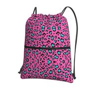 DIEzig Zaino con tracolla regolabile con stampa leopardata, borsa pieghevole con coulisse con cerniera per avventure nel fine settimana